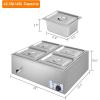 imageROVSUN 21QT Electric Commercial Food Warmer 2Pan Steam Table 106 QTPan Stainless Steel Bain Marie Buffet Countertop with Temperature Control ampamp Lid for Parties Catering Restaurants 110V4 Pan423Qt