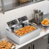 imageROVSUN 228QT216L Electric Deep Fryer Commercial Deep Fryer with Baskets Lids Countertop Stainless Steel Dual Tank Kitchen Fat Fryer Frying Machine for French Fries Donuts Adjustable Temp 3400W238QT