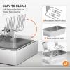 imageROVSUN 228QT216L Electric Deep Fryer Commercial Deep Fryer with Baskets Lids Countertop Stainless Steel Dual Tank Kitchen Fat Fryer Frying Machine for French Fries Donuts Adjustable Temp 3400W238QT