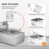imageROVSUN 228QT216L Electric Deep Fryer Commercial Deep Fryer with Baskets Lids Countertop Stainless Steel Dual Tank Kitchen Fat Fryer Frying Machine for French Fries Donuts Adjustable Temp 3400W114QT