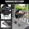 imageROVSUN 28 Charcoal Grill with Cover Ash Catcher Bottom Shelf Side Shelf Perfect Portable Small Grill for IndoorOutdoor Use Black