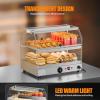 imageROVSUN 2Tier Food Warmer Pizza Warmer Countertop Food Warmer Display Pretzel Warmer with LED Lighting Front and Rear Doors Electric Catering Hot Box Acrylic for Buffet Restaurant Cafe2Tier