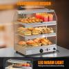 imageROVSUN 2Tier Food Warmer Pizza Warmer Countertop Food Warmer Display Pretzel Warmer with LED Lighting Front and Rear Doors Electric Catering Hot Box Acrylic for Buffet Restaurant Cafe3Tier