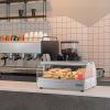 imageROVSUN 2Tier Food Warmer Pizza Warmer Countertop Food Warmer Display Pretzel Warmer with LED Lighting Front and Rear Doors Electric Catering Hot Box Acrylic for Buffet Restaurant Cafe1Tier
