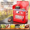 imageROVSUN 2in1 Camping Stove with Propane Oven Portable 2 Burner Stove ampamp Outdoor Oven Combo with Autoignition ampamp Thermometer for Camping Backyard Picnic