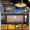 imageROVSUN 2in1 Portable Camping Stove ampamp Propane Oven with Piezo Igniter 2 Burner Stove ampamp Outdoor Oven with Adjustable Fire Thermometer Wind Panel ampamp Regulator for Traveling Tailgating BlackStove  Oven Black