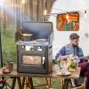 imageROVSUN 2in1 Portable Camping Stove ampamp Propane Oven with Piezo Igniter 2 Burner Stove ampamp Outdoor Oven with Adjustable Fire Thermometer Wind Panel ampamp Regulator for Traveling Tailgating BlackStove  Oven Black