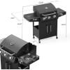 imageROVSUN 3 Burner Propane Gas Grill with Side Burner 46000BTU BBQ Grills with Enameled Cast Iron Grates Shelf ampamp Cabinet for Outdoor Garden Patio Backyard Barbecue Cooking3 Burner with Side Burner