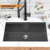 imageROVSUN 30 Inch Stainless Steel Undermount Kitchen Utility Sink Workstation Deep Single Bowl Integrated Ledge Multifunctional Workstation Sink SetBlackGunmetal Black