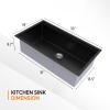 imageROVSUN 30 Inch Stainless Steel Undermount Kitchen Utility Sink Workstation Deep Single Bowl Integrated Ledge Multifunctional Workstation Sink SetBlackGunmetal Black