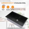 imageROVSUN 30 Inch Stainless Steel Undermount Kitchen Utility Sink Workstation Deep Single Bowl Integrated Ledge Multifunctional Workstation Sink SetBlackGunmetal Black