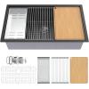 imageROVSUN 30 Inch Stainless Steel Undermount Kitchen Utility Sink Workstation Deep Single Bowl Integrated Ledge Multifunctional Workstation Sink SetBlackGunmetal Black