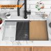 imageROVSUN 30 Inch Stainless Steel Undermount Kitchen Utility Sink Workstation Deep Single Bowl Integrated Ledge Multifunctional Workstation Sink SetBlackGunmetal Black