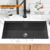 imageROVSUN 30 Inch Stainless Steel Undermount Kitchen Utility Sink Workstation Deep Single Bowl Integrated Ledge Multifunctional Workstation Sink SetBlackGunmetal Black