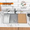imageROVSUN 30 Inch Stainless Steel Undermount Kitchen Utility Sink Workstation Deep Single Bowl Integrated Ledge Multifunctional Workstation Sink SetBlackStainless Steel Silver