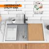 imageROVSUN 30 Inch Stainless Steel Undermount Kitchen Utility Sink Workstation Deep Single Bowl Integrated Ledge Multifunctional Workstation Sink SetBlackStainless Steel Silver
