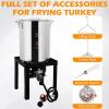 imageROVSUN 30QT Turkey Fryer with Boiler Steamer Set Basket ampamp 55000BTU Propane Burner Outdoor Deep Fryer ampamp Seafood Crawfish Boil Pot with Thermometer Marinade Injector Turkey Rack ampamp Rack Lifter30QT  10QT