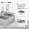 imageROVSUN 36QT Electric Deep Fryer w 60Min Timer 240V 6600W Dual Tank Commercial Deep Fryer wOverheat Protection Temperature Control ampamp Baskets Stainless Steel Countertop Fryer for Restaurant