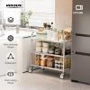 imageROVSUN 3Tier Stainless Steel Utility Cart with Wheels Commercial Rolling Serving Cart 330lbs Capacity Kitchen Trolley Storage Shelf for Restaurant Office Warehouse 175quot D335quot W35quot H Silver