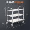 imageROVSUN 3Tier Stainless Steel Utility Cart with Wheels Commercial Rolling Serving Cart 330lbs Capacity Kitchen Trolley Storage Shelf for Restaurant Office Warehouse 175quot D335quot W35quot H Silver