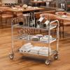 imageROVSUN 3Tier Stainless Steel Utility Cart with Wheels Commercial Rolling Serving Cart 330lbs Capacity Kitchen Trolley Storage Shelf for Restaurant Office Warehouse 175quot D335quot W35quot H Silver