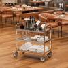 imageROVSUN 3Tier Stainless Steel Utility Cart with Wheels Commercial Rolling Serving Cart 330lbs Capacity kitchen trolley Storage Shelf for Restaurant Office Warehouse 156quotD293quotW329quotH Silver