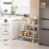 imageROVSUN 3Tier Stainless Steel Utility Cart with Wheels Commercial Rolling Serving Cart 330lbs Capacity kitchen trolley Storage Shelf for Restaurant Office Warehouse 156quotD293quotW329quotH Silver