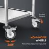 imageROVSUN 3Tier Stainless Steel Utility Cart with Wheels Commercial Rolling Serving Cart 330lbs Capacity kitchen trolley Storage Shelf for Restaurant Office Warehouse 156quotD293quotW329quotH Silver