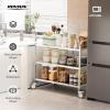 imageROVSUN 3Tier Stainless Steel Utility Cart with Wheels Commercial Rolling Serving Cart 330lbs Capacity kitchen trolley Storage Shelf for Restaurant Office Warehouse 195quotD374quotW368quotH Silver