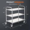imageROVSUN 3Tier Stainless Steel Utility Cart with Wheels Commercial Rolling Serving Cart 330lbs Capacity kitchen trolley Storage Shelf for Restaurant Office Warehouse 195quotD374quotW368quotH Silver