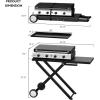 imageROVSUN 4 Burner Foldable Propane Griddle with Wheels Enameled Tray ampamp Lid 40000 BTU Portable Rolling Flat Top Gas Grill with Electronic Ignition ampamp Regulator for Outdoor Cooking Camping BBQ Tailgating4 Burner