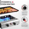 imageROVSUN 4 Burner Portable Propane Griddle with Nonstick Enameled Tray 40000 BTU Rolling Flat Top Gas Grill with Electronic Ignition Side Shelves ampamp Regulator for Outdoor Cooking Camping BBQ Tailgating2 Burner  Freestanding