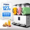 imageROVSUN 4 Gallon15L Commercial Slushy Machine Margarita Machine Slushie Machine Frozen Drink Machine Efficient Cooling Stainless Steel for Home Restaurant Bar Party Cafes 110V60HZ12 Gallon