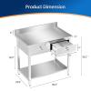 imageROVSUN 42 x 26 Inches Stainless Steel Table with 2 Drawers Heavy Duty Metal Prep ampamp Work Table with Undershelf for Commercial Kitchen Restaurant Home Hotel and Garage36 X 24