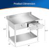 imageROVSUN 42 x 26 Inches Stainless Steel Table with 2 Drawers Heavy Duty Metal Prep ampamp Work Table with Undershelf for Commercial Kitchen Restaurant Home Hotel and Garage42 X 26