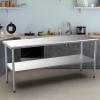 imageROVSUN 48 x 24 Stainless Steel Table for Prep ampamp WorkCommercial Worktables ampamp Workstations NSF Heavy Duty Metal Table with Adjustable UnderShelf for Kitchen Restaurant Home Hotel Outdoor72 x 24