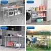 imageROVSUN 48 x 24 Stainless Steel Table for Prep ampamp WorkCommercial Worktables ampamp Workstations NSF Heavy Duty Metal Table with Adjustable UnderShelf for Kitchen Restaurant Home Hotel Outdoor48 x 24
