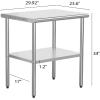 imageROVSUN 48 x 24 Stainless Steel Table for Prep ampamp WorkCommercial Worktables ampamp Workstations NSF Heavy Duty Metal Table with Adjustable UnderShelf for Kitchen Restaurant Home Hotel Outdoor36 x 24