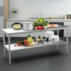 imageROVSUN 48 x 24 Stainless Steel Table for Prep ampamp WorkCommercial Worktables ampamp Workstations NSF Heavy Duty Metal Table with Adjustable UnderShelf for Kitchen Restaurant Home Hotel Outdoor72 x 24