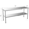 imageROVSUN 48 x 24 Stainless Steel Table for Prep ampamp WorkCommercial Worktables ampamp Workstations NSF Heavy Duty Metal Table with Adjustable UnderShelf for Kitchen Restaurant Home Hotel Outdoor72 x 24