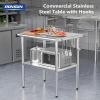 imageROVSUN 48 x 24 Stainless Steel Table for Prep ampamp WorkCommercial Worktables ampamp Workstations NSF Heavy Duty Metal Table with Adjustable UnderShelf for Kitchen Restaurant Home Hotel Outdoor36 x 24