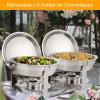 imageROVSUN 5 Qt 2 Pack Chafing Dish Buffet SetNSF Stainless Steel Round Chafers for Catering Buffet Servers and Warmers Set with Lid Holder ampamp Drip Tray for Wedding Party Banquet Graduation