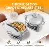 imageROVSUN 5 Qt 2 Pack Chafing Dish Buffet SetNSF Stainless Steel Round Chafers for Catering Buffet Servers and Warmers Set with Lid Holder ampamp Drip Tray for Wedding Party Banquet Graduation
