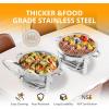imageROVSUN 5 Qt 4 Pack Chafing Dishes for Buffet NSF Stainless Steel Round Chafers for Catering Buffet Servers and Warmers Set with Glass Lid ampamp Lid Holder Stackable Design for Wedding Party Event4 Packs