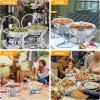 imageROVSUN 5 Qt 4 Pack Chafing Dishes for Buffet NSF Stainless Steel Round Chafers for Catering Buffet Servers and Warmers Set with Glass Lid ampamp Lid Holder Stackable Design for Wedding Party Event4 Packs