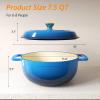 imageROVSUN 5 Quart Enameled Cast Iron Dutch Oven with Lid Dual Handles Oven Safe up to 500F or on Stovetop Compatible for Braising Stews Roasting Bread BakingBlueBlue