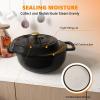 imageROVSUN 5 Quart Enameled Cast Iron Dutch Oven with Lid Dual Handles Oven Safe up to 500F or on Stovetop Compatible for Braising Stews Roasting Bread BakingBlueBlack