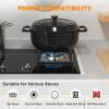 imageROVSUN 5 Quart Enameled Cast Iron Dutch Oven with Lid Dual Handles Oven Safe up to 500F or on Stovetop Compatible for Braising Stews Roasting Bread BakingBlueBlack
