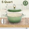 imageROVSUN 5 Quart Enameled Cast Iron Dutch Oven with Lid Dual Handles Oven Safe up to 500F or on Stovetop Compatible for Braising Stews Roasting Bread BakingBlueSage Green