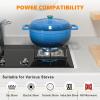 imageROVSUN 5 Quart Enameled Cast Iron Dutch Oven with Lid Dual Handles Oven Safe up to 500F or on Stovetop Compatible for Braising Stews Roasting Bread BakingBlueBlue